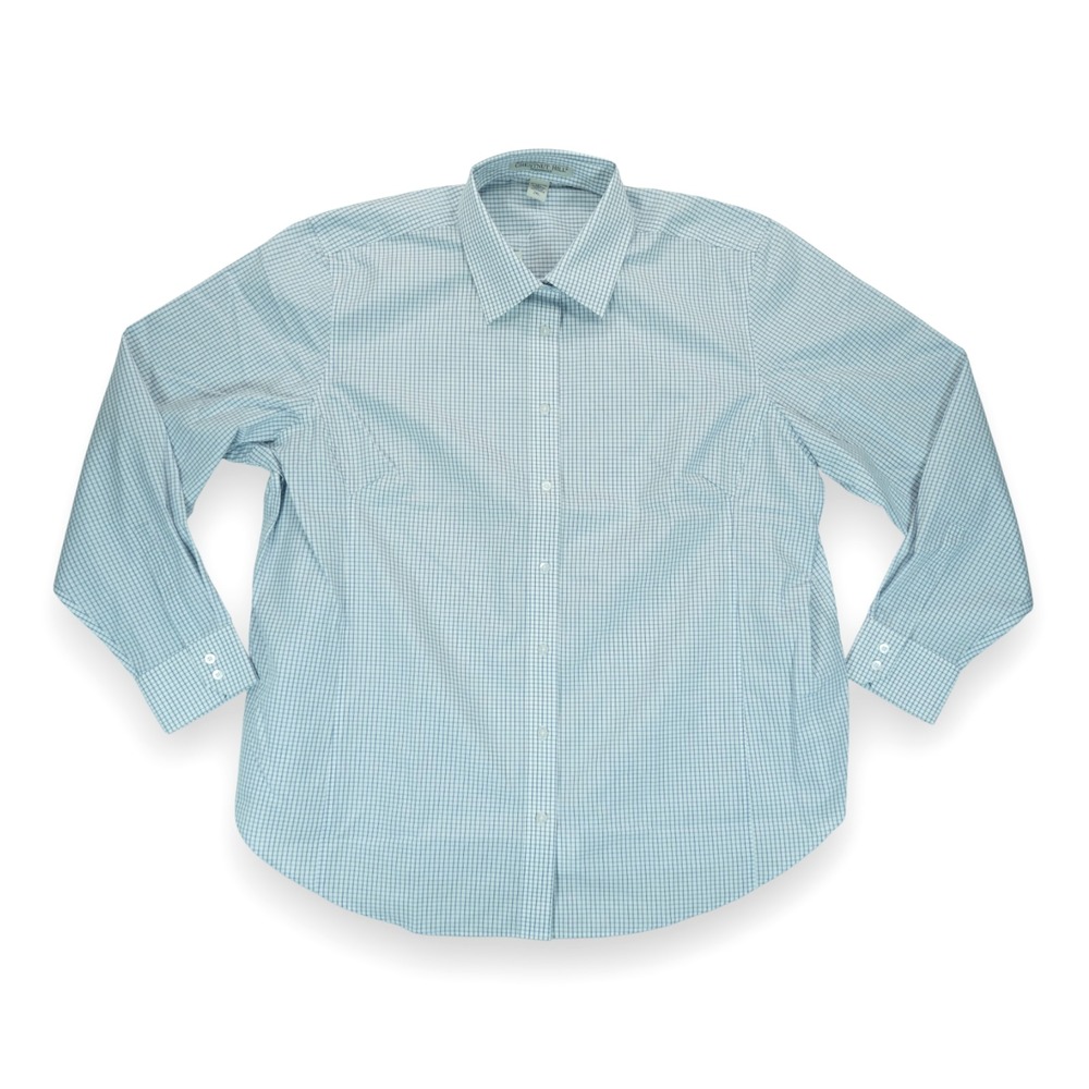 NWT Chestnut Hill Performance Women's Shirt  Button Down Long Sleeve Plaid 2XL